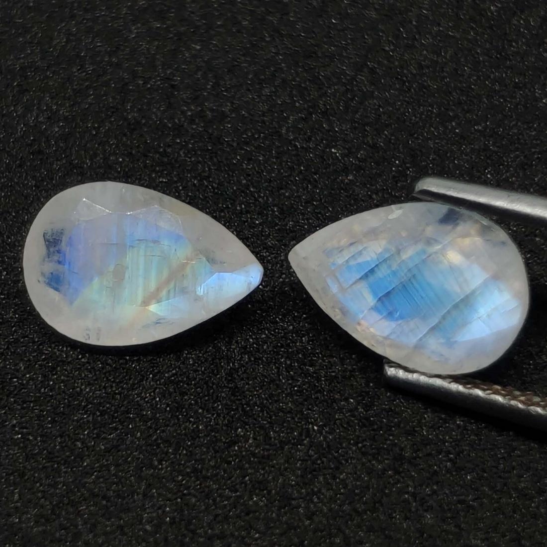 3.00 ct Natural White Rainbow Moonstone Pair (1 of 1)