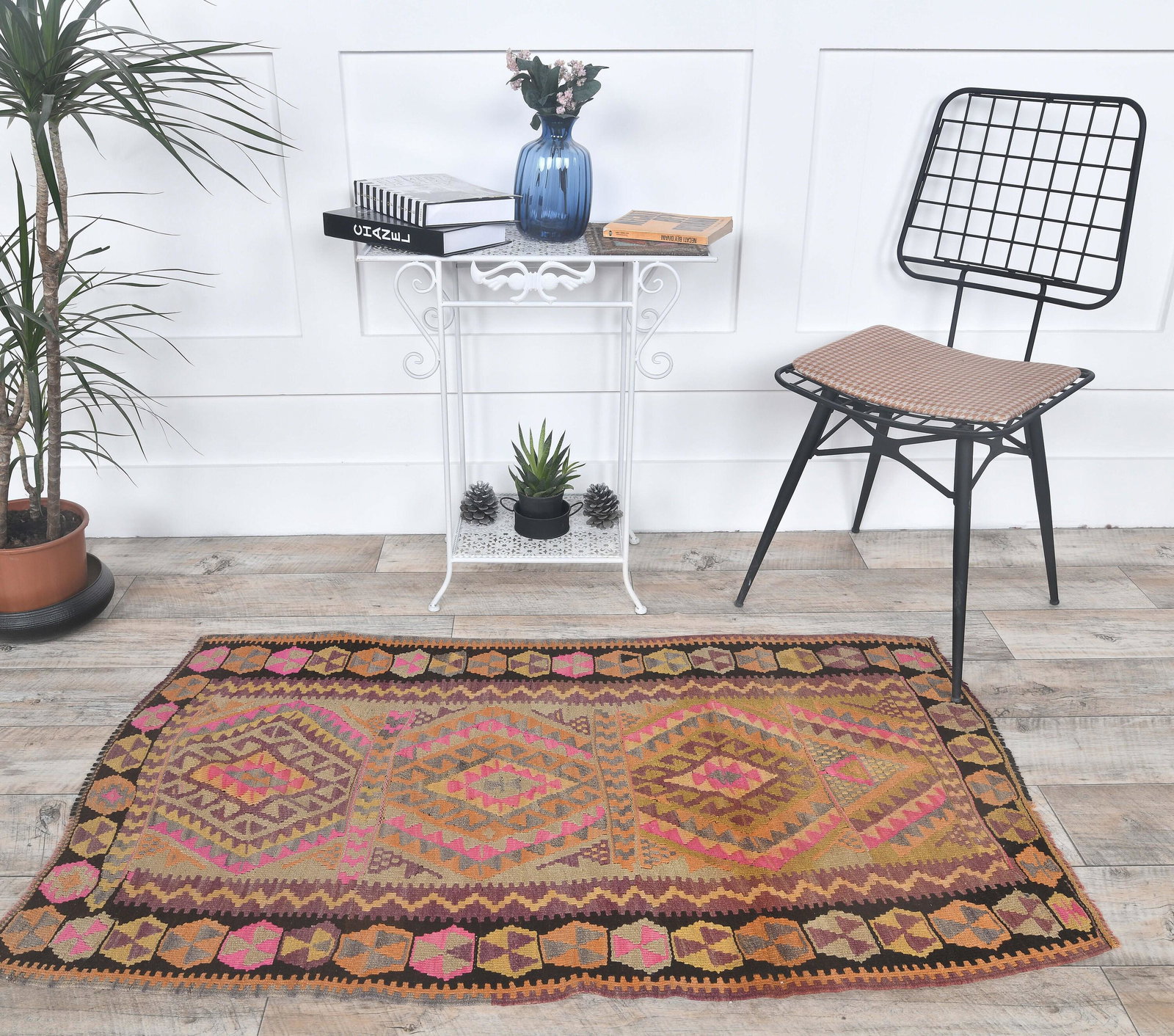 3x4 Turkish Vintage Oushak Rug, Door Mat Small Carpet, (1 of 7)