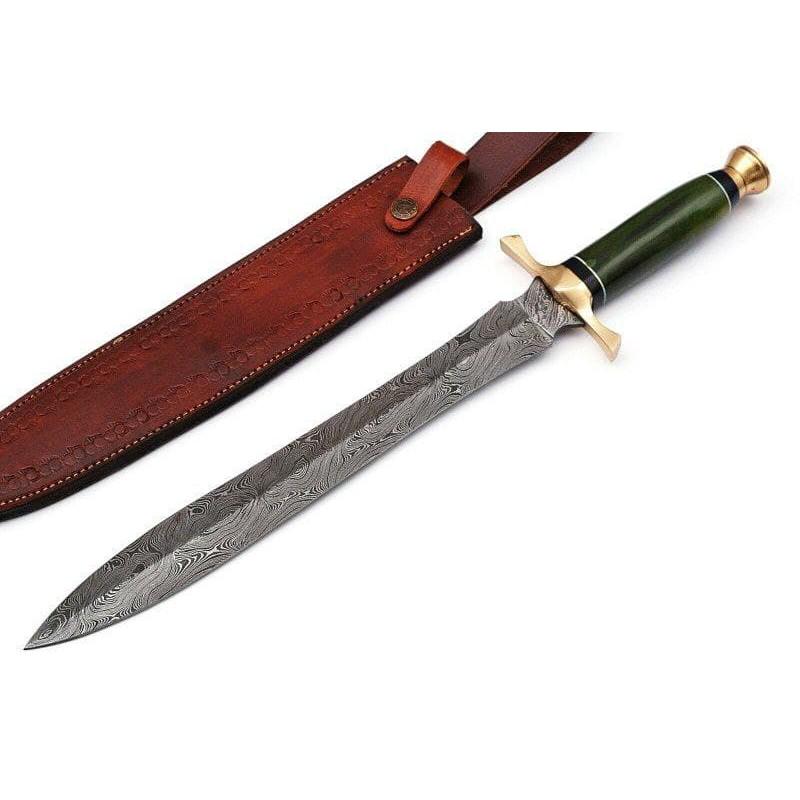 Hunting hiking damascus steel glaive sword saber work (1 of 4)