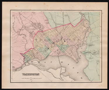 Scarce map of Washington, D. C. by O. W. Gray (1875): Nice scarce map of our nationâ€™s capital. Unlike the Johnson, Colton and Mitchell atlas companies, O. W. Gray did not produce yearly atlases. Thus, fewer of their maps exist today. This one