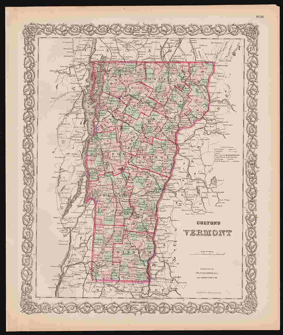 Fine Colton map of Vermont by Colton (1 of 4)