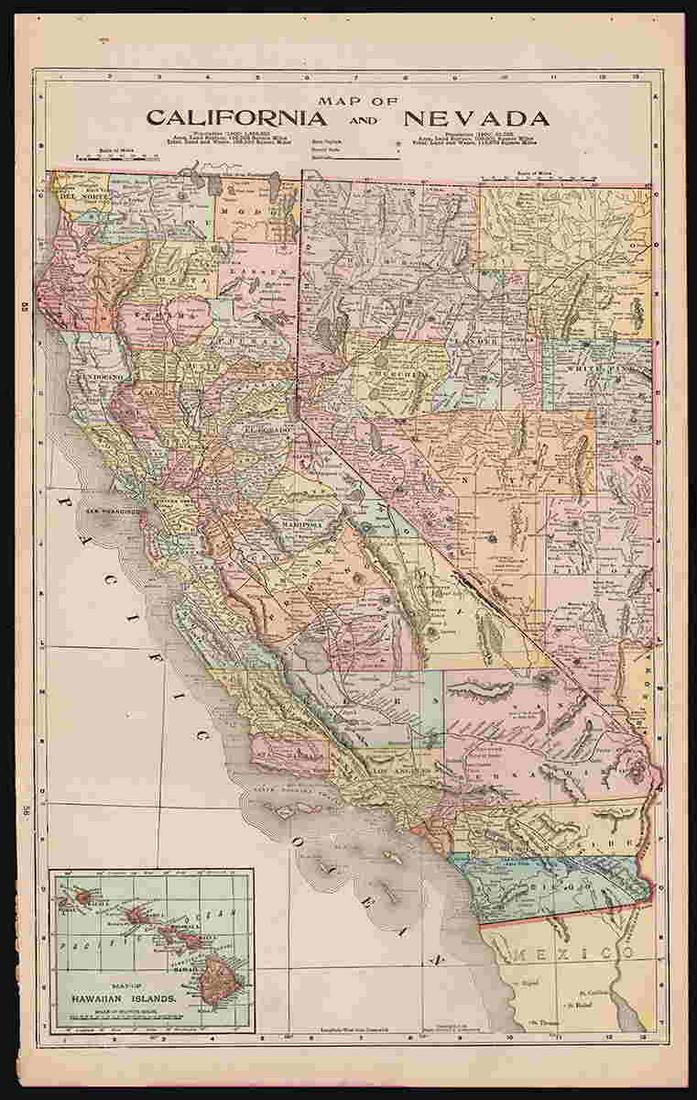 Vintage tri-fold RR map of California and Nevada (1 of 4)