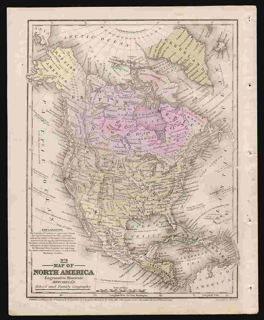 1852 map of North America showing numerous Indian (1 of 4)