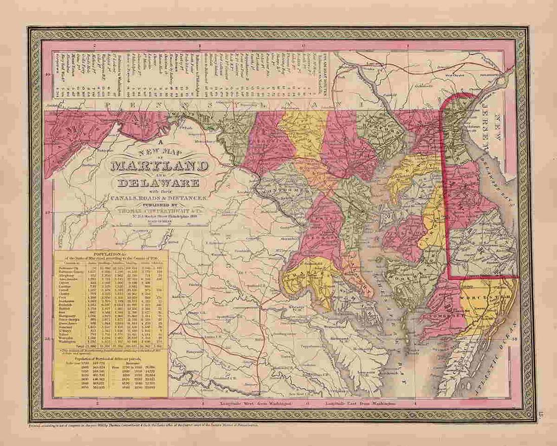 Vintage RR map of Maryland & Delaware, 1850 (1 of 4)
