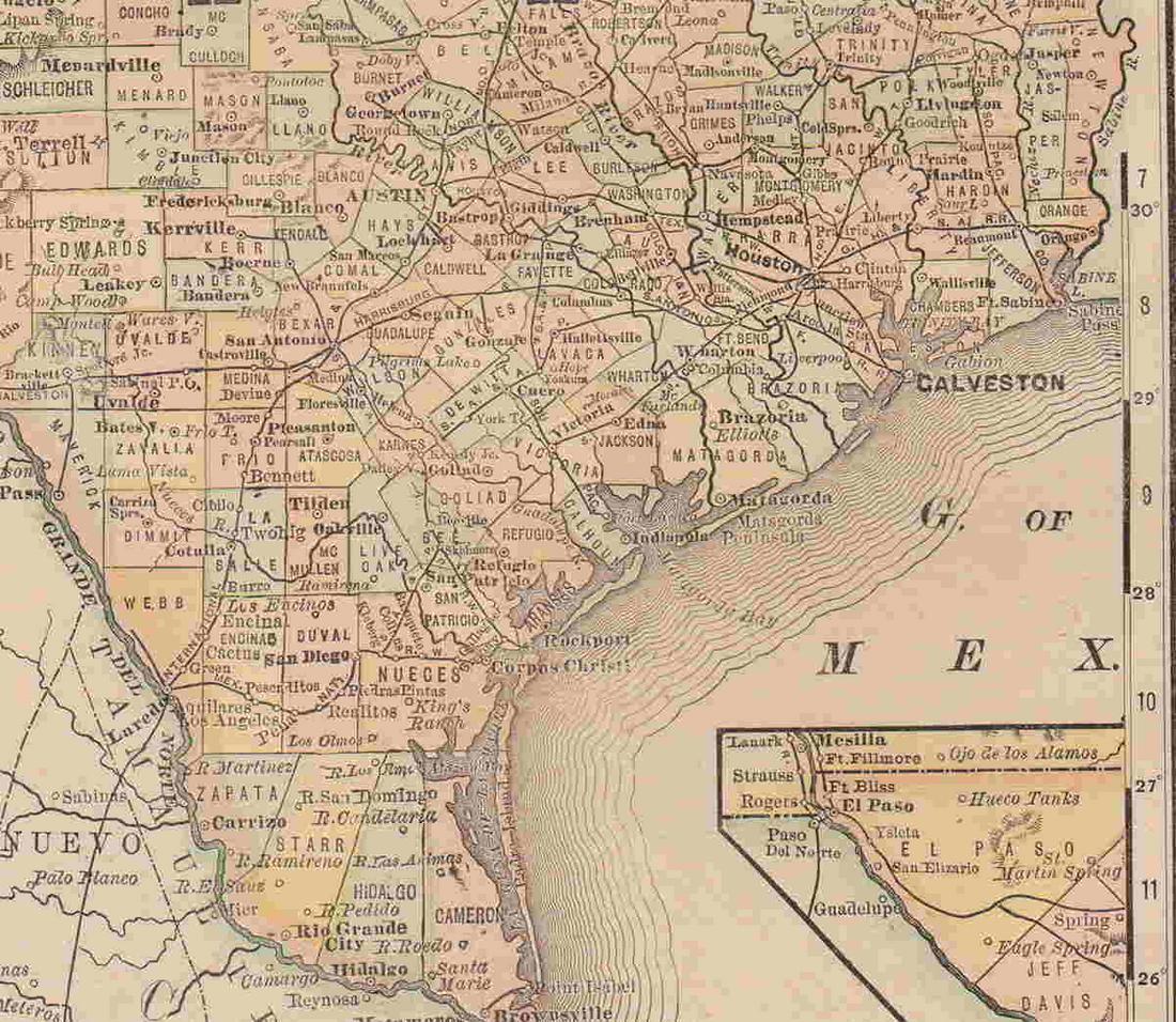 Uncommon Texas/Indian Territory RR map, 1890 (1 of 4)