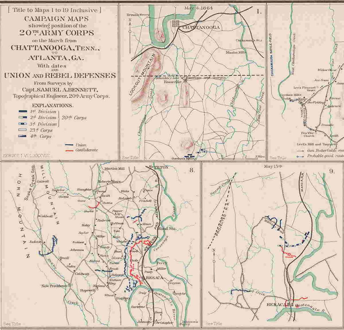 21 Campaigns/Battles map - 1891 Civil War atlas (1 of 4)
