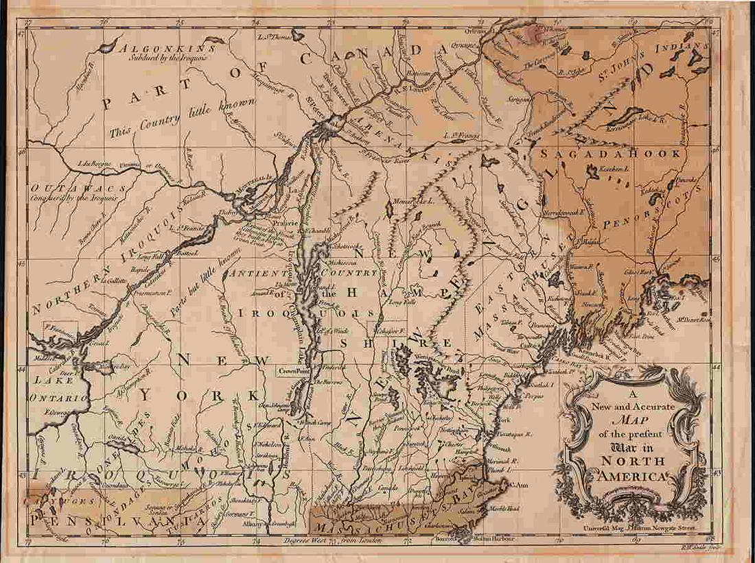 Scarce 1757 map of America in Seven Years' War (1 of 5)