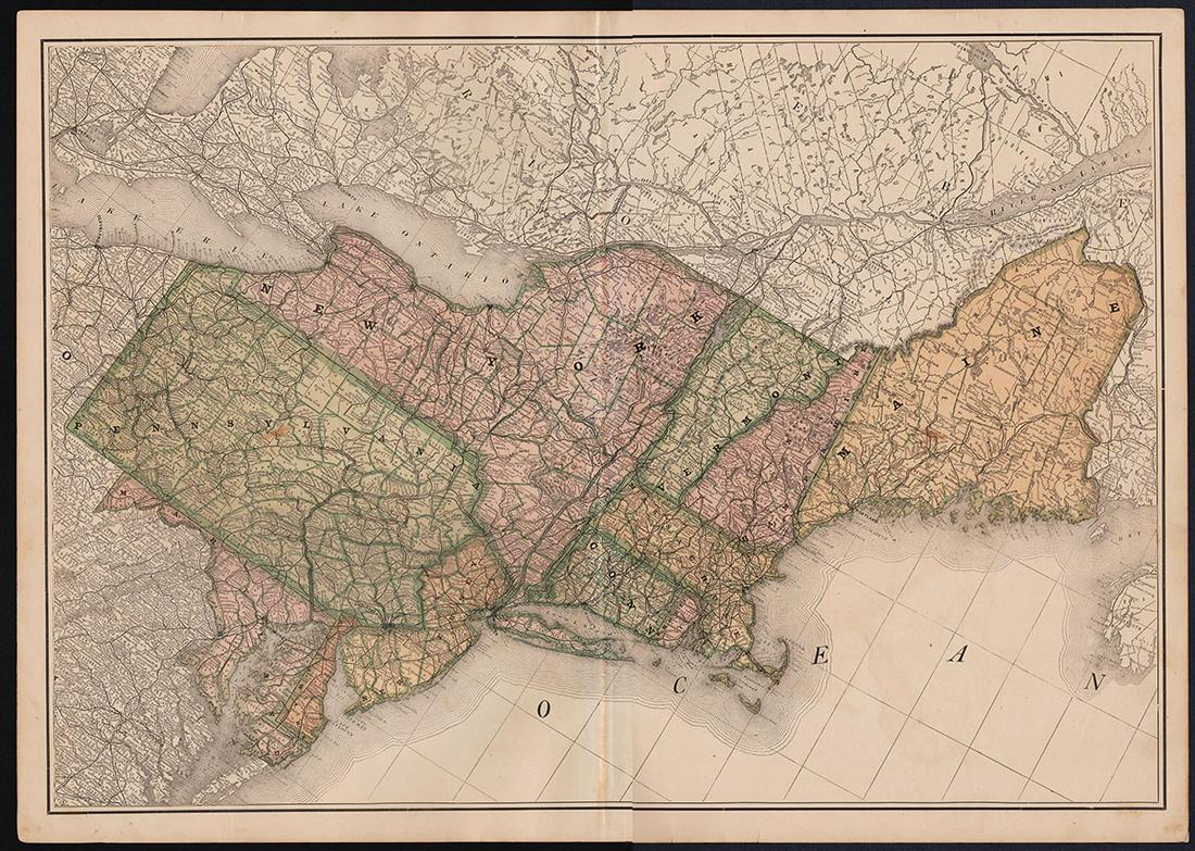 Scarce map N. England/Atlantic states, 1875 (1 of 8)