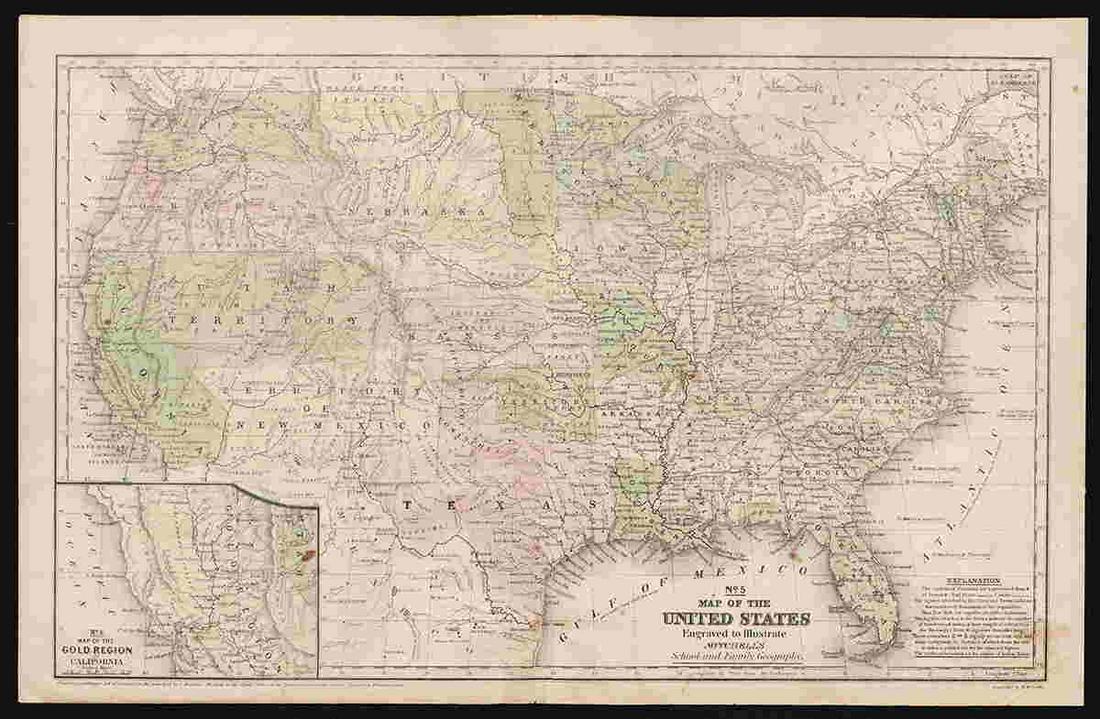 1852 Map of U. S. w/transitional western regions (1 of 4)