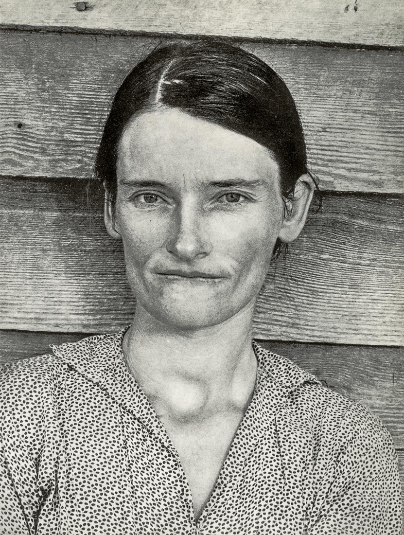 WALKER EVANS - Alabama Cotton Tenant Farmer's Wife: Artist: Walker Evans Title: Alabama Cotton Tenant Farmer's Wife, 1936 Medium: Photo Litho, 1975, USA Dimensions: 6.2x8.2" Description: Heat Wax Mounted on 8.5x11" Conservation Board Artist Bio: Walker