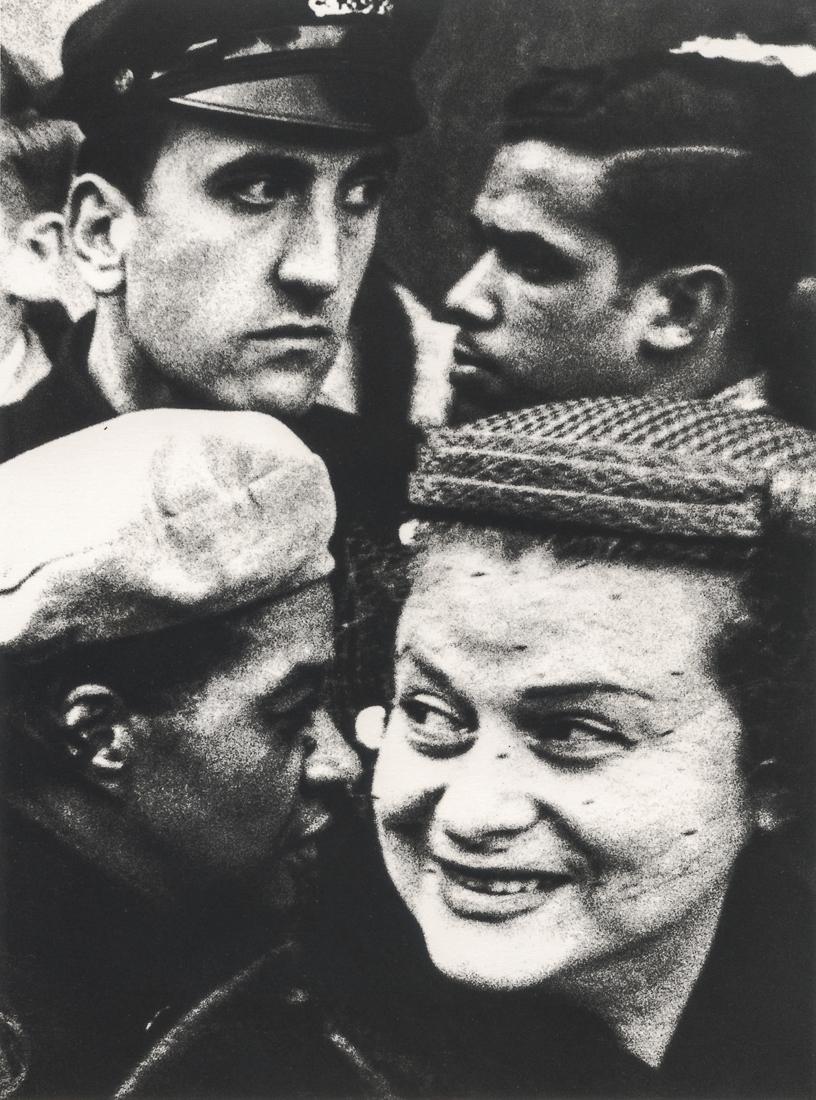 WILLIAM KLEIN - Four Heads, New York, 1954: Artist: William Klein Title: Four Heads, New York, 1954 Medium: Photo Litho, 1994, Hong Kong Dimensions: 4.9x6.65" Description: Heat Wax Mounted on 8.5x11" Conservation Board Artist Bio: William Klein