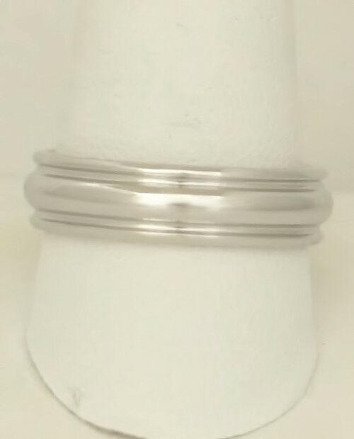 MENS PLATINUM RIBBED PLAIN WEDDING BAND RING 6mm 6mm sz (1 of 11)