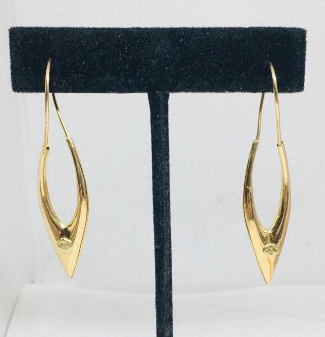 18k Yellow Gold Designer Modernist Hoop Earrings 2 (1 of 8)