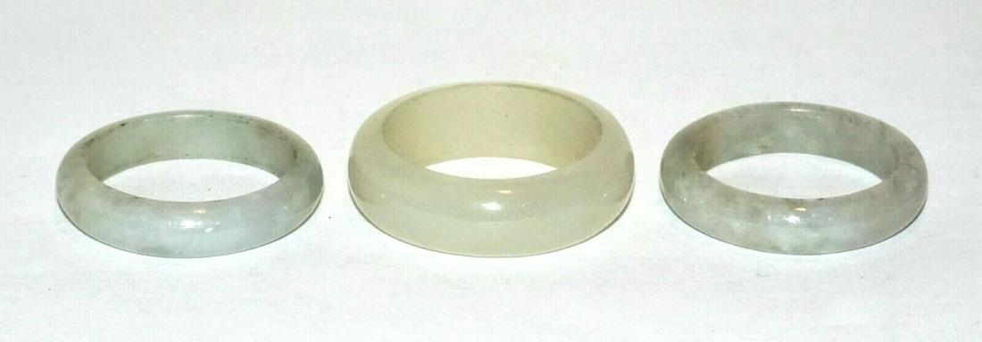 3Pc Chinese Jade Rings Sz. 7/6.75/6.5 (HaL)#23 (1 of 8)