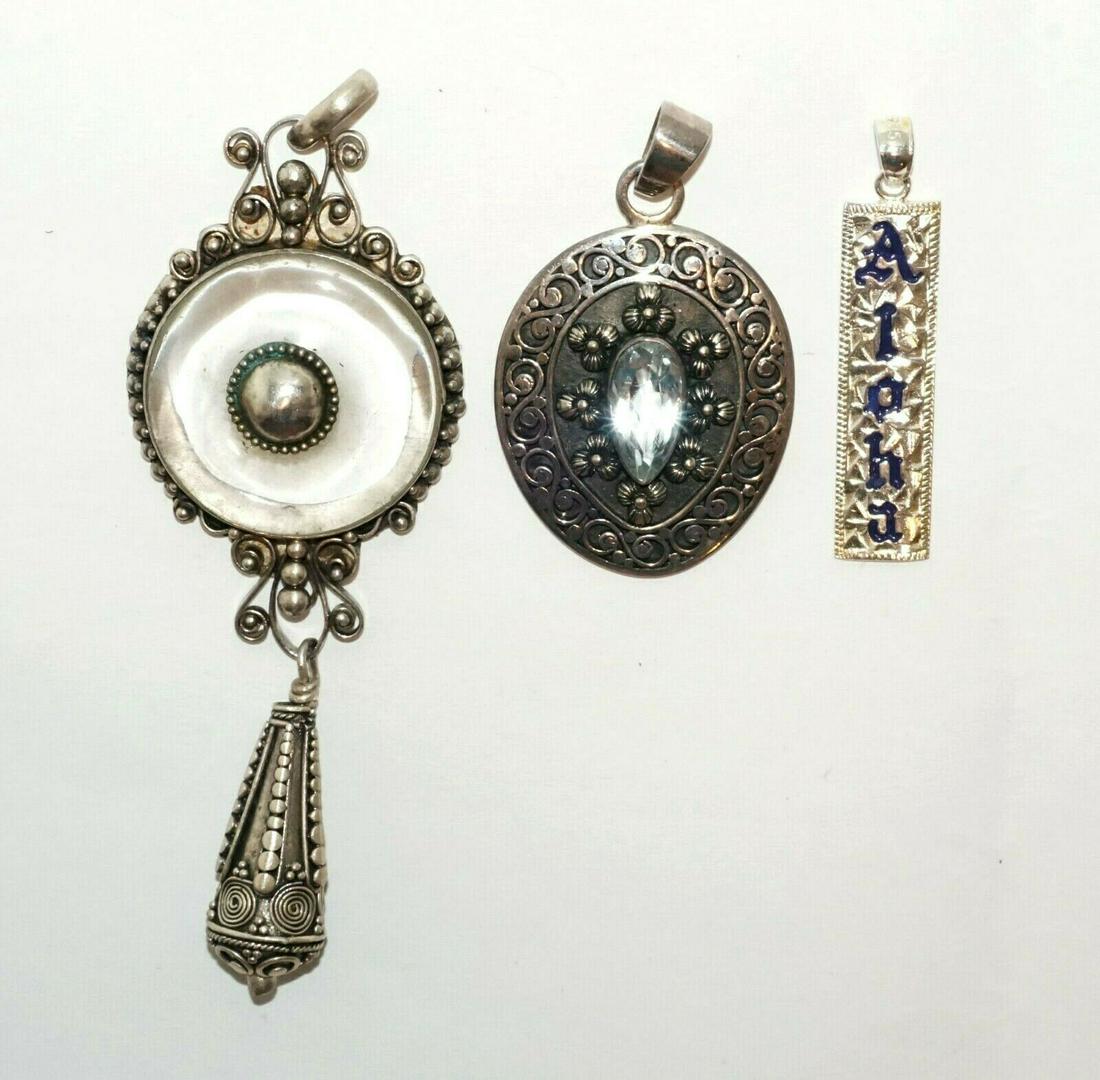 3Pc Sterling Silver Pendants Crystal, Topaz (HaL)#21 (1 of 8)
