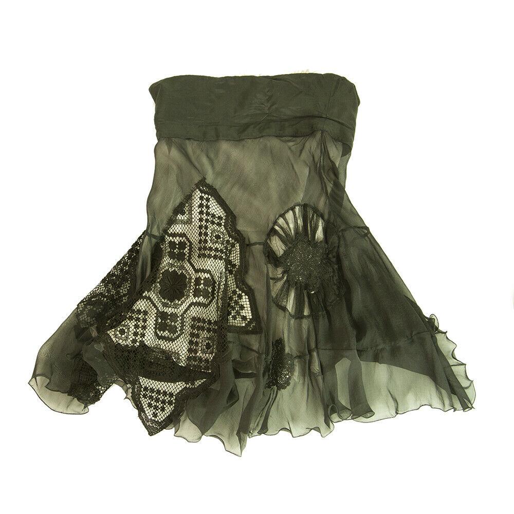 Black w. Cream Inner Skirt & Lace Patchwork Panels Silk (1 of 10)