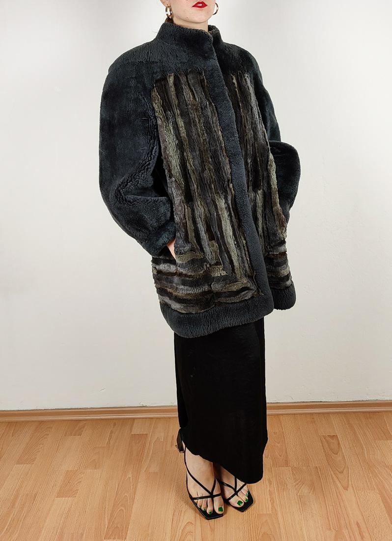 WOOL & SHEARED RABBIT FUR JACKET (1 of 8)
