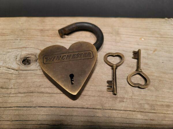 Brass Heart Winchester Firearms Ammo Box Padlock Lock (1 of 12)