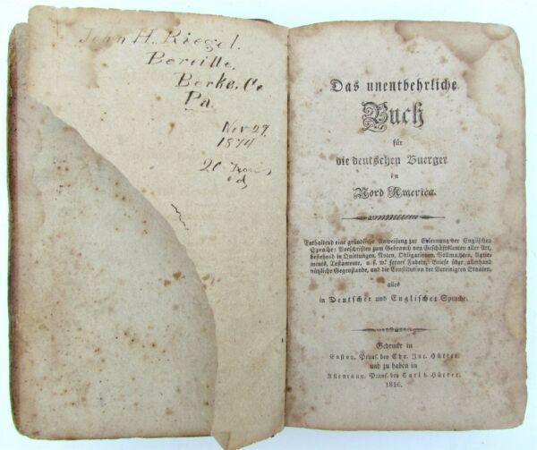 1816 Deutschen Burger in Nord America antique ENGLISH & (1 of 16)