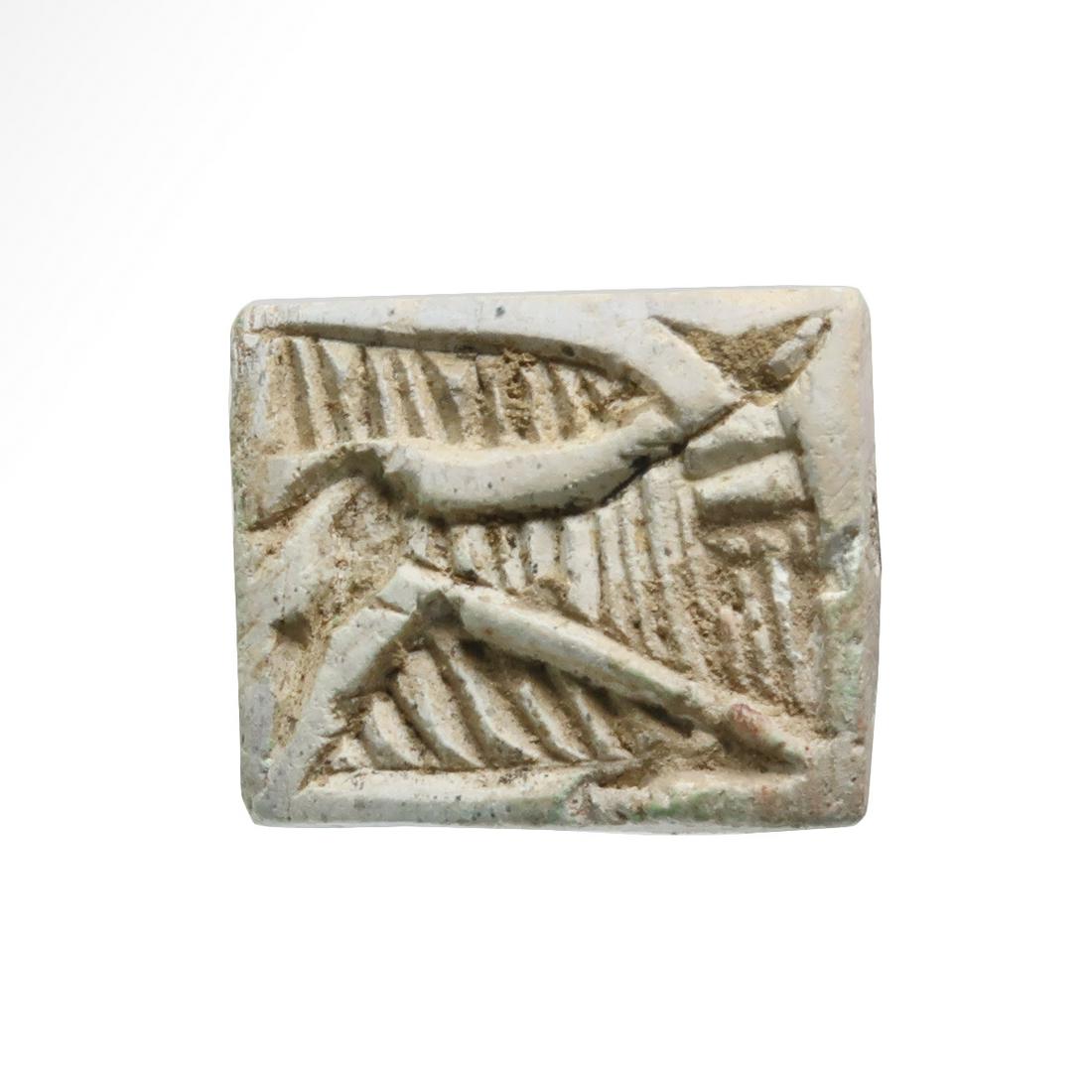 Indus-Valley, Mohenjo-Daro Seal: Title: Indus-Valley, Mohenjo-Daro Seal Date & Origin: Indus-Valley, Mohenjo-Daro, 2500-2100 B.C. Description: Square bifacial seal. engraved on both sides with wings and various plants. Drilled horizo