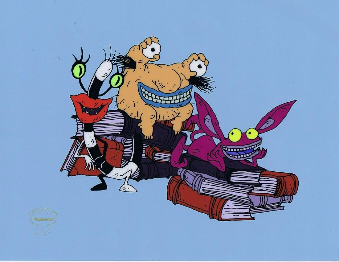 AAAhh!! Real Monsters Sericel Cell Limited Edition: MONSTERS IN TRAINING Nicktoons Smash Hit AAAHH!!!!! Real Monsters!!! Limited Edition Sericel (serigraph celluloid). Featuring Ickis, Krumm & Oblina. Imprinted with the gold Nickelodeon Seal 