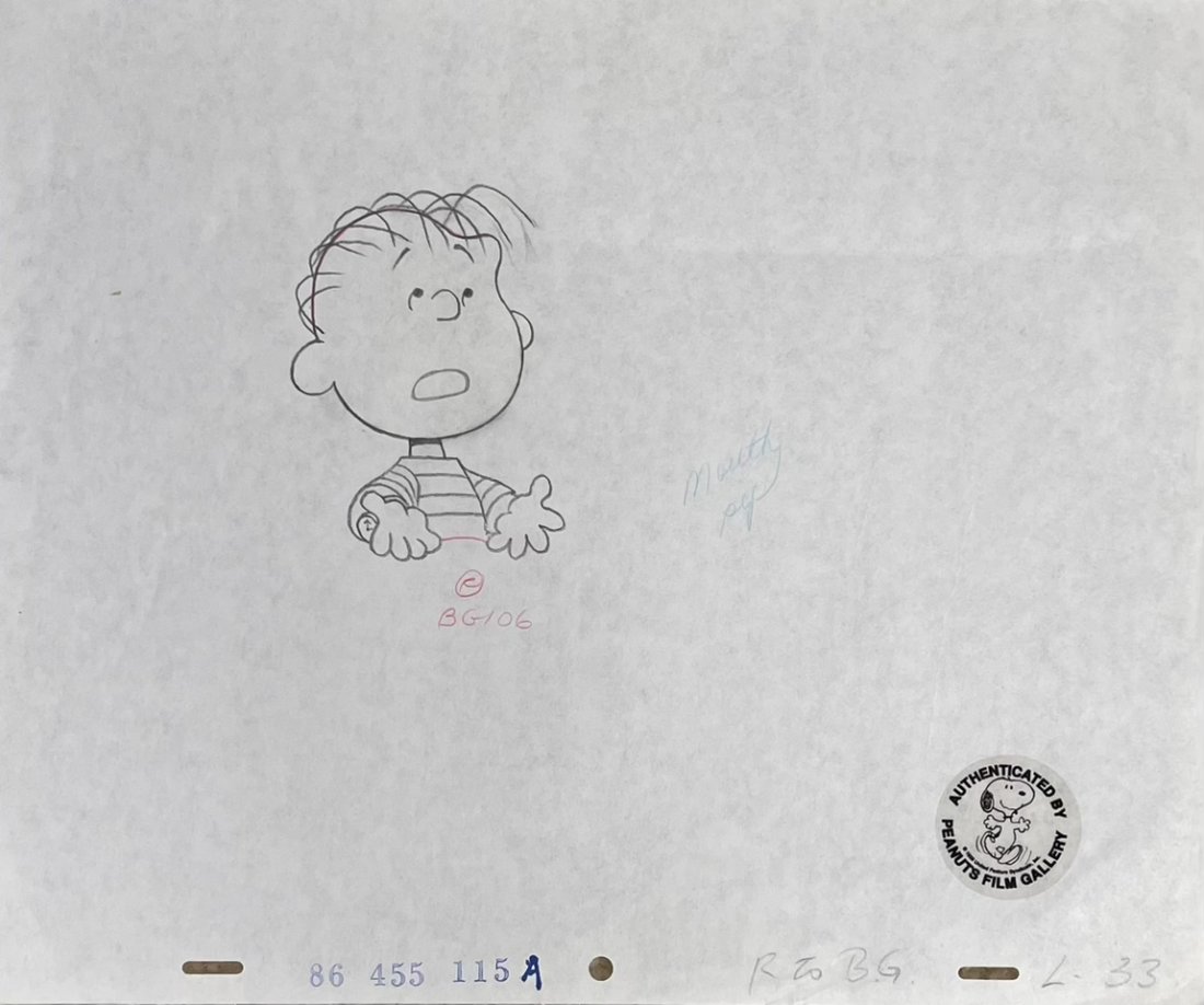 Peanuts Linus Van Pelt Production Drawing with Seal (1 of 3)