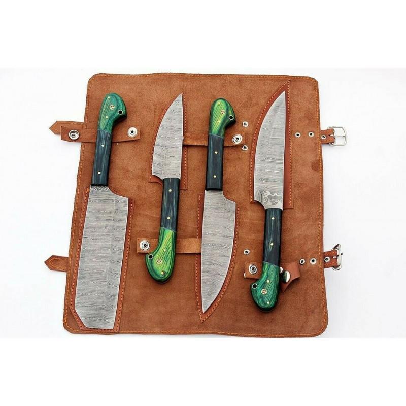 Set of 4 everyday carry chef kitchen damascus steel (1 of 5)
