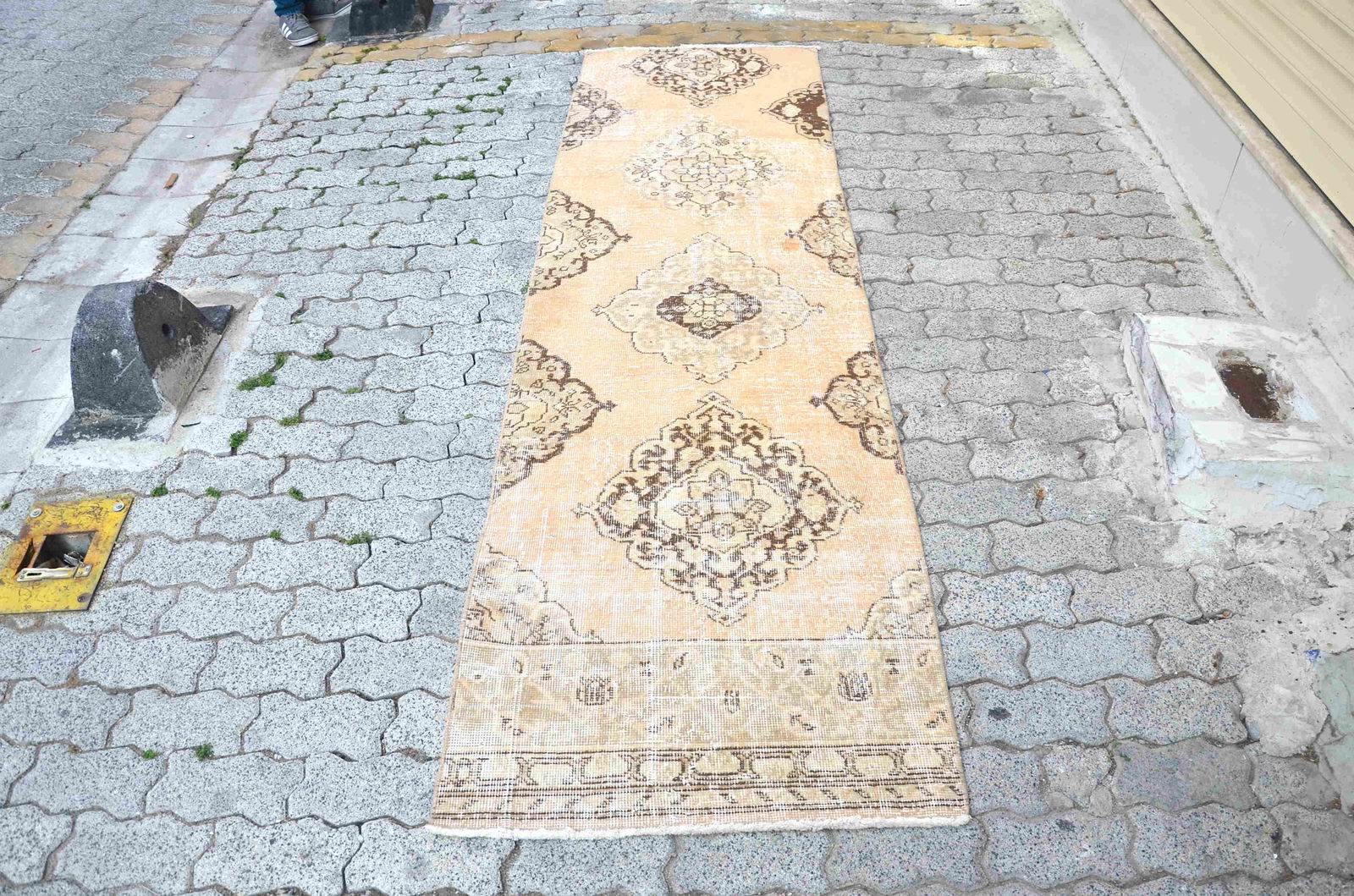 Turkish Wool Antique Runner: Title: Turkish Wool Antique Runner Date/Period : 1960 Material: %50 wool % 50 cotton Dimension: 2.6x9.4 feet 288x80 cm Description: I collect all my rugs in different cities of Anatolia. Therefore, al