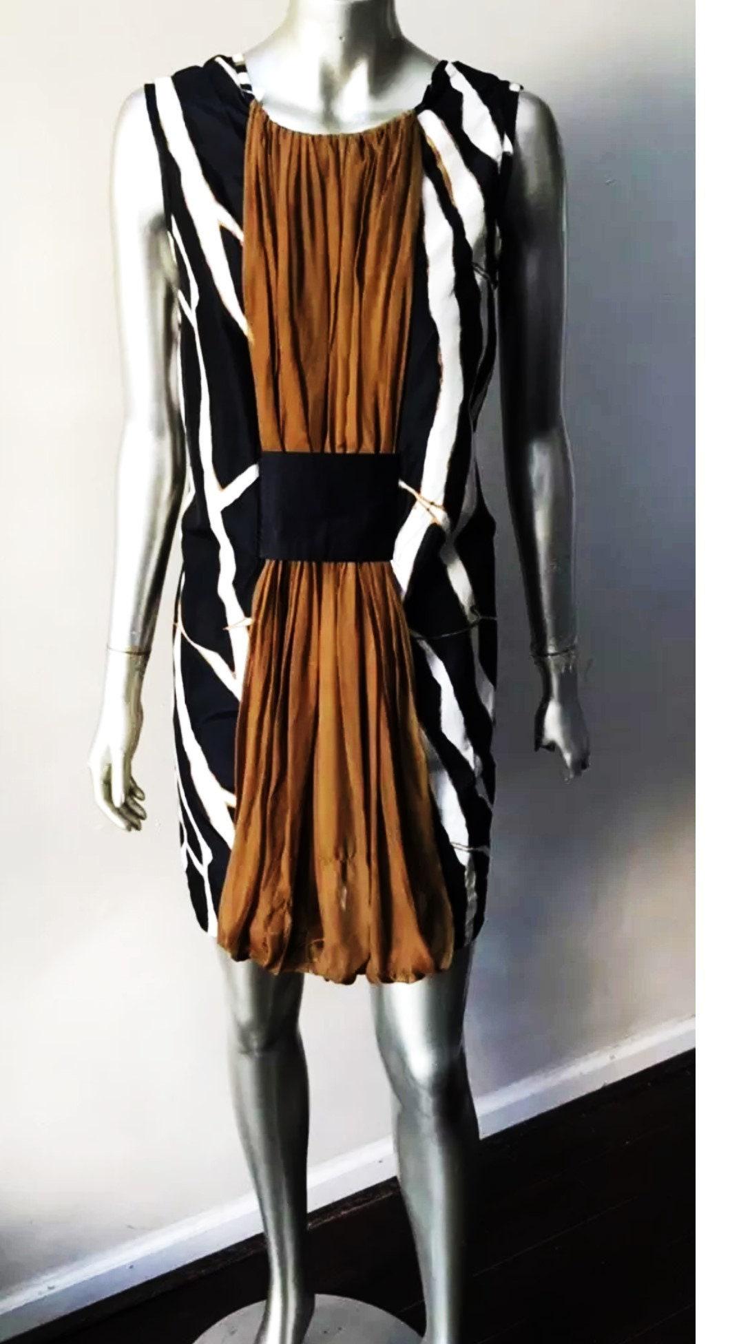Vtg Animal Print Silk Semi Formal Dress (1 of 4)