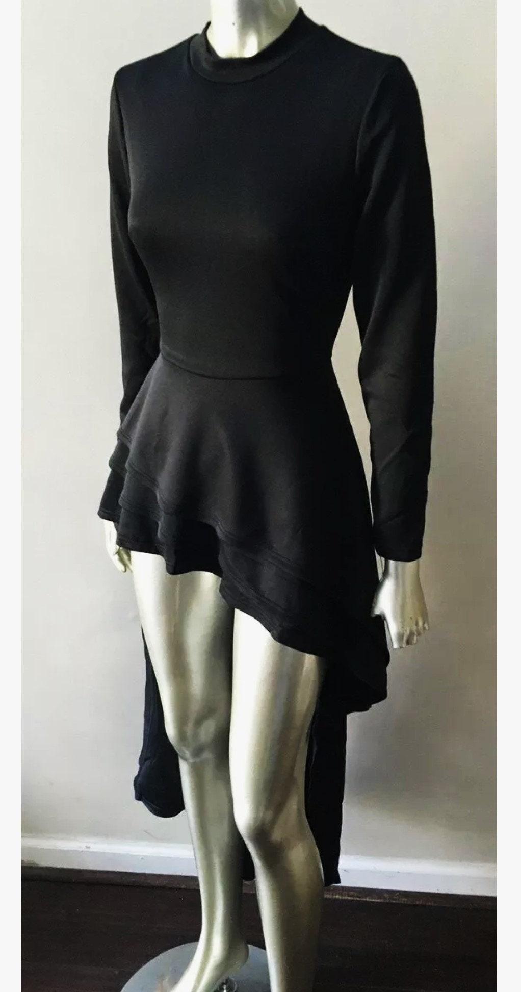 Couture High Low Peplum Top Tunic Train Long Sleeve (1 of 5)