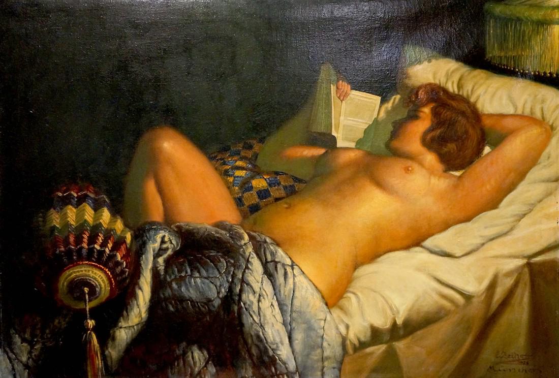 Oil painting Naked girl reading Zeicher E. (1 of 8)