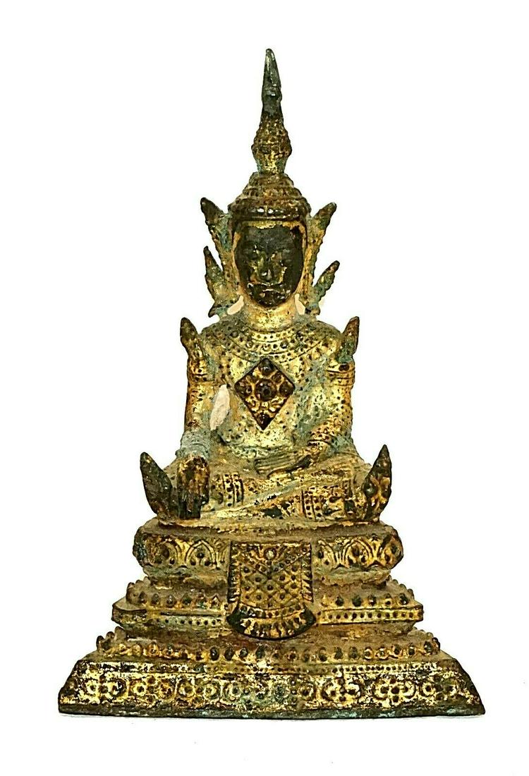 19C Thai Gilt Bronze Buddha Bhumisparsha Mudra (ThB) (1 of 12)