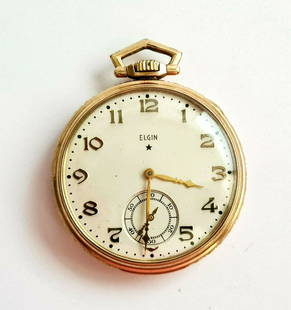 1937 US Art Deco G.P. Open Face Pocket Watch Elgin(AHB): Up for sale from a local client in Honolulu Hawaii this 1937 Art Deco style US yellow gold plated Gent's open face pocked watch by well known maker Elgin Watch Company. Elgin National Watch Co., Grade