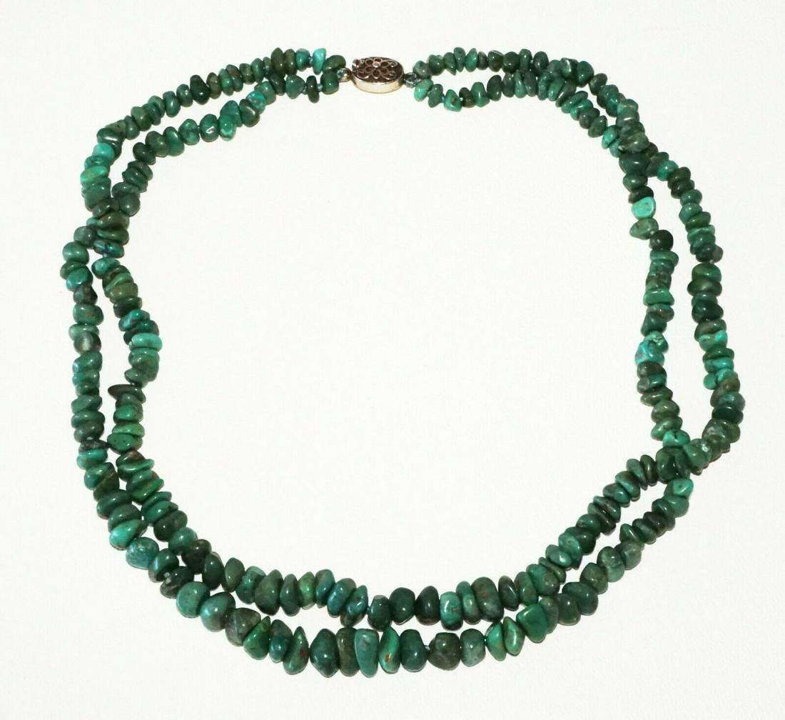 S.W. Turquoise Bead Choker Necklace w. Silver (RgR) (1 of 12)