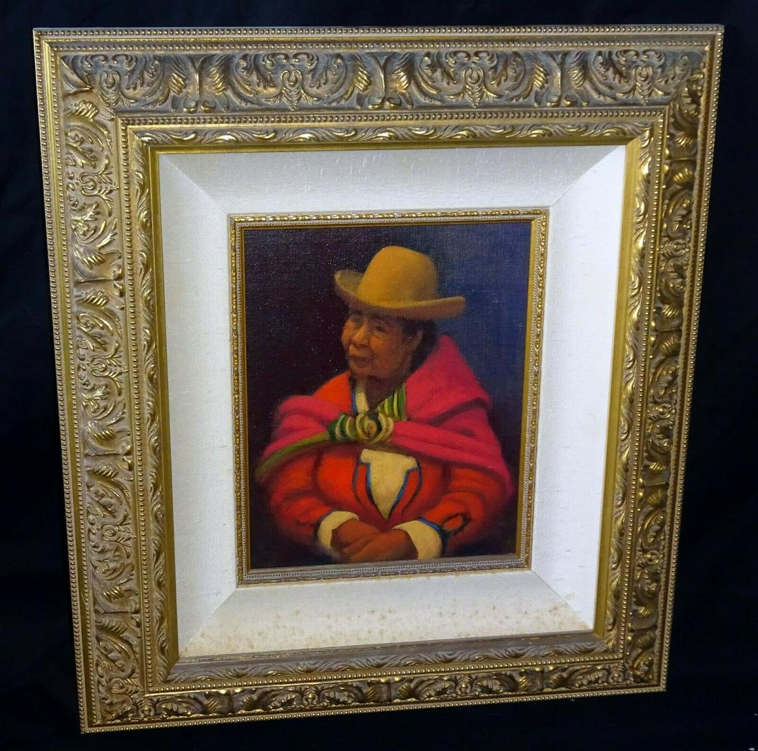 US Oil Painting "Guatemalan Woman" by Elias Rivera (1 of 12)