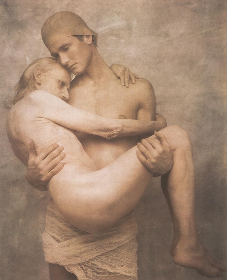 JOYCE TENNESON - Peter Holding William, 1989: Artist: Joyce Tenneson Title: Peter Holding William, 1989 Medium: Photo Litho, 1993, Italy Dimensions: 6.2x7.6" Description: Heat Wax Mounted on 8.5x11" Conservation Board Artist Bio: Joyce Tenneson i