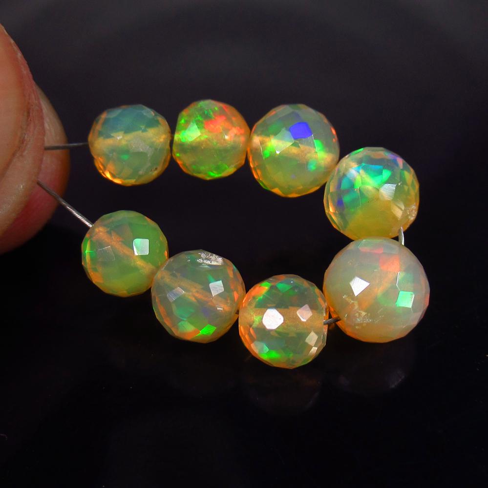 6.95 Ctw Natural 8 Multi-Color Fire Opal Ball Beads (1 of 2)