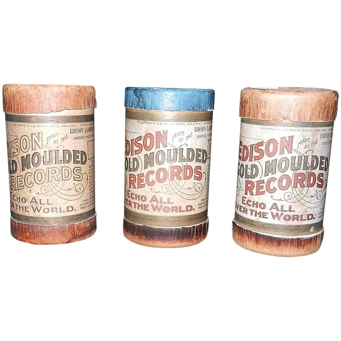 Antique Edison Gold Moulded Records & Cases- Echo All (1 of 10)