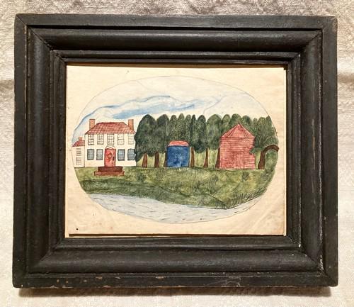 C1840 original house and barn watercolor (1 of 4)