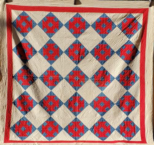 Antique Quilt, Patriotic colors Red, Blue, White Folk (1 of 9)