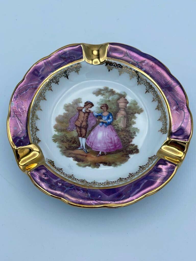 Limoges Purple Pearlescent Hand Painted Ashtray- RARE (1 of 6)