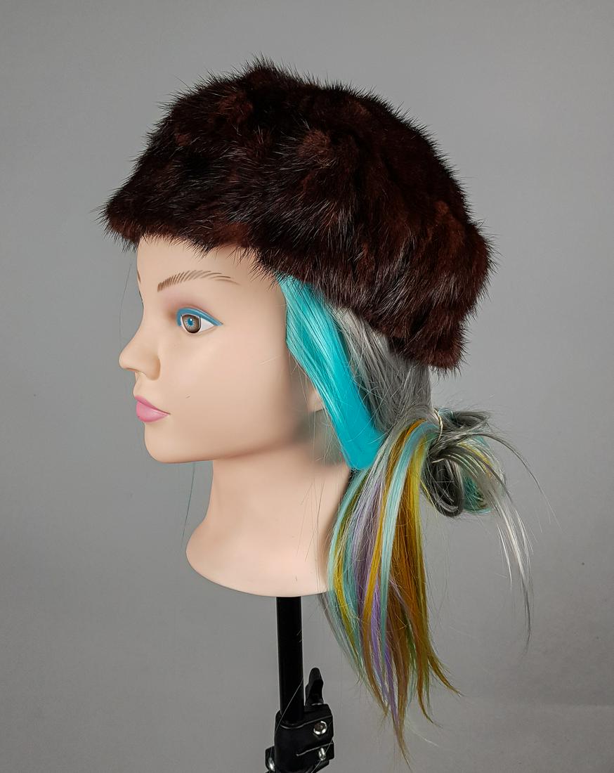 BROWN REDDISH MINK FUR HAT (1 of 5)