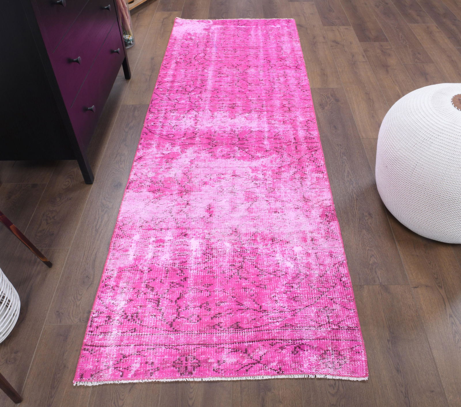 3x8 Turkish Vintage Runner, Oushak Handmade Wool Rug, (1 of 8)