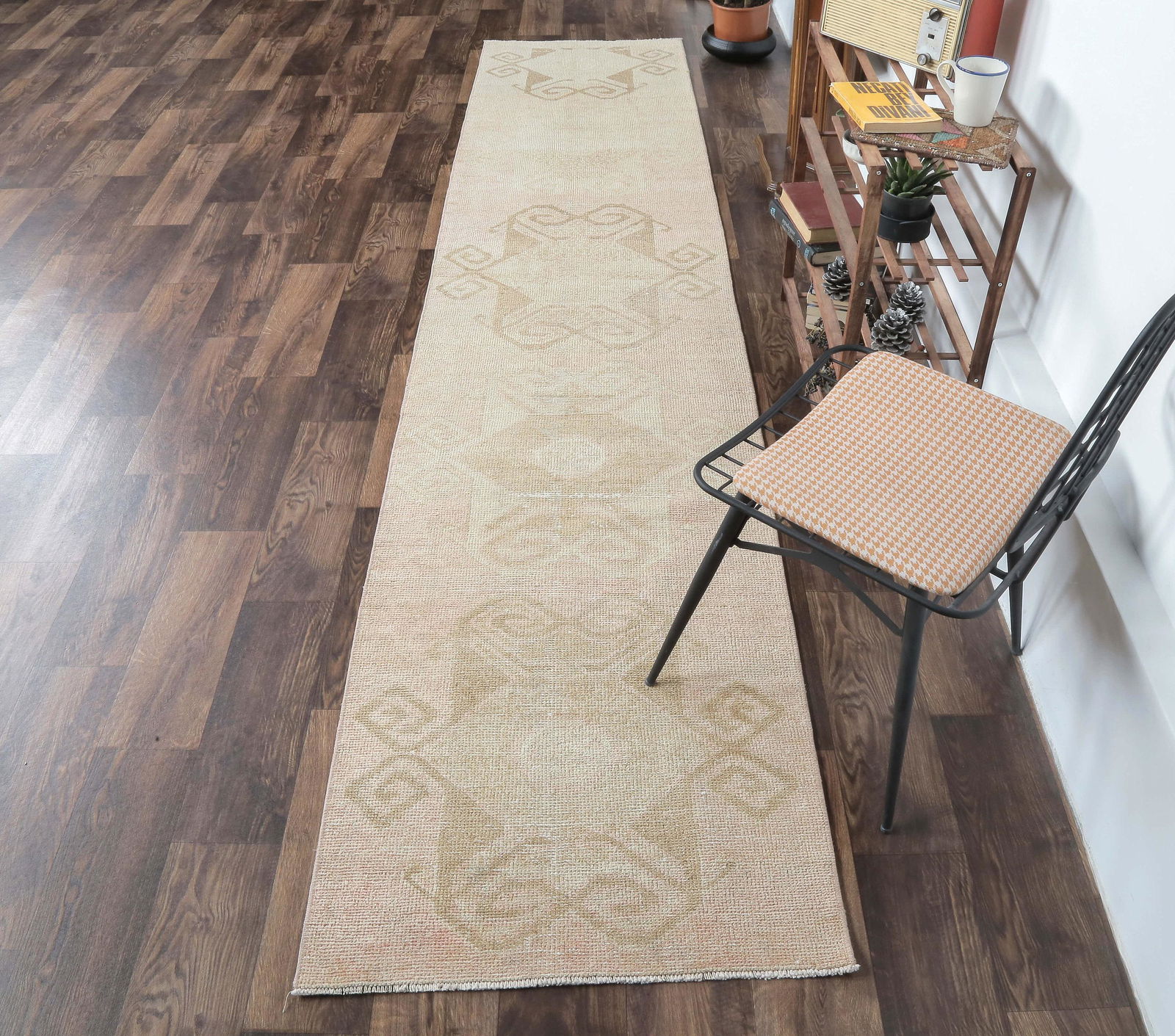 3x12 Faded ORANGE Vintage Turkish Oushak Runner, (1 of 7)