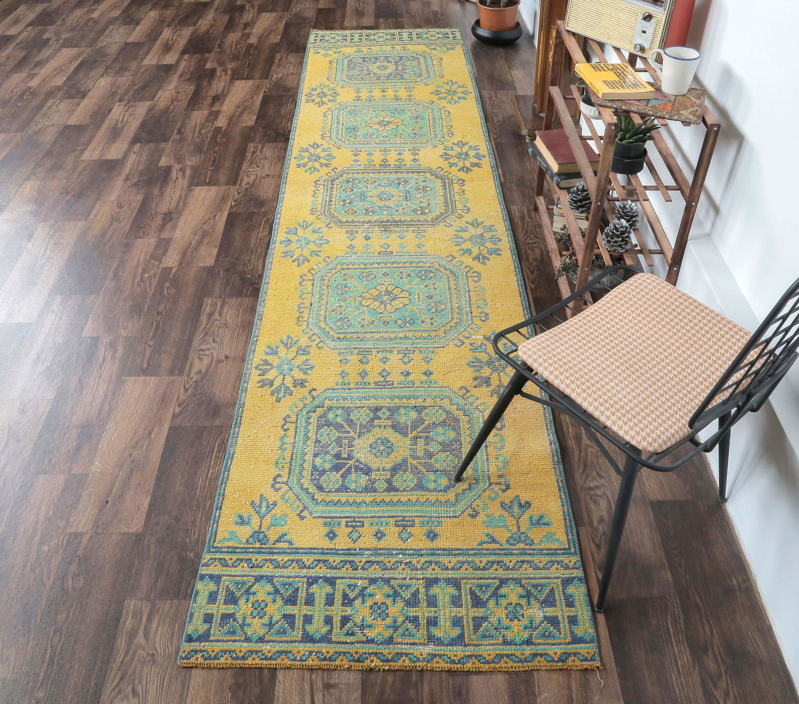 3x11 Yellow Turkish Vintage Runner, Oushak Handmade (1 of 7)