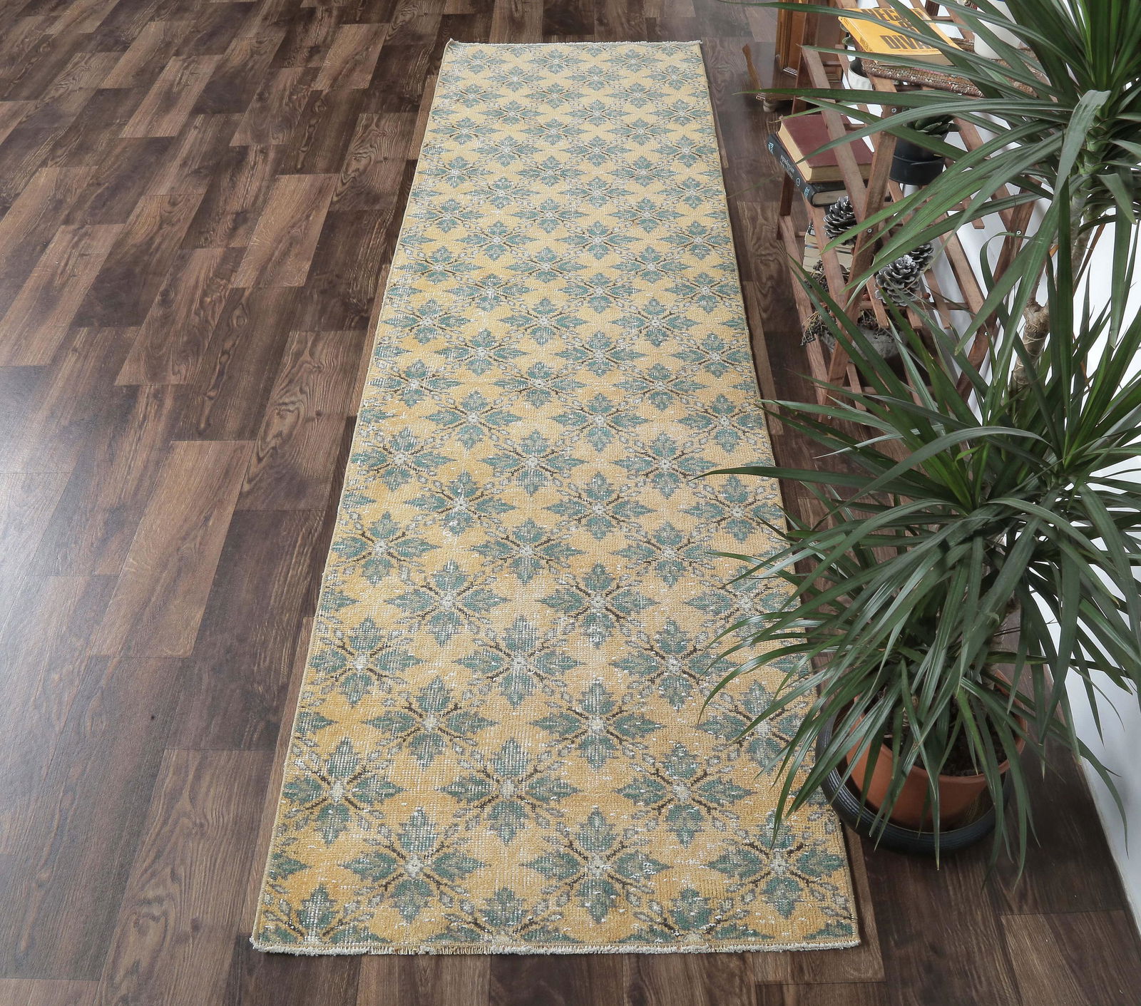 3x9 Vintage Turkish Runner, Oushak Handmade Wool Rug, (1 of 7)