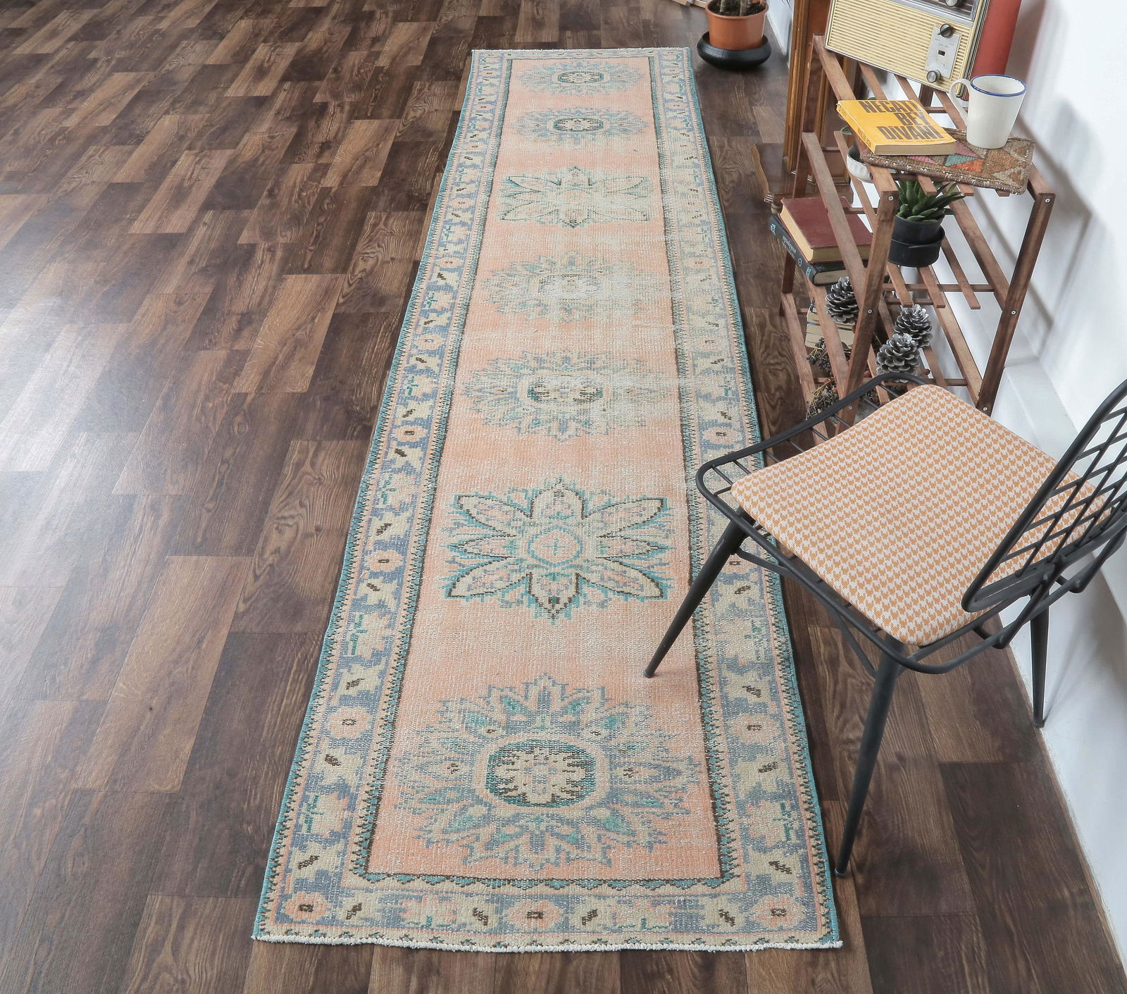 3x11 Salmon Orange Turkish Vintage Runner, Oushak (1 of 7)