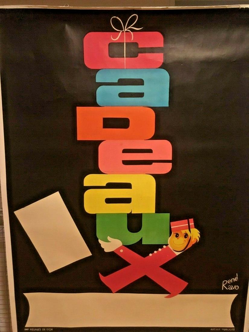 Original Vintage "Cadeaux" French Gift Shop Poster (1 of 12)