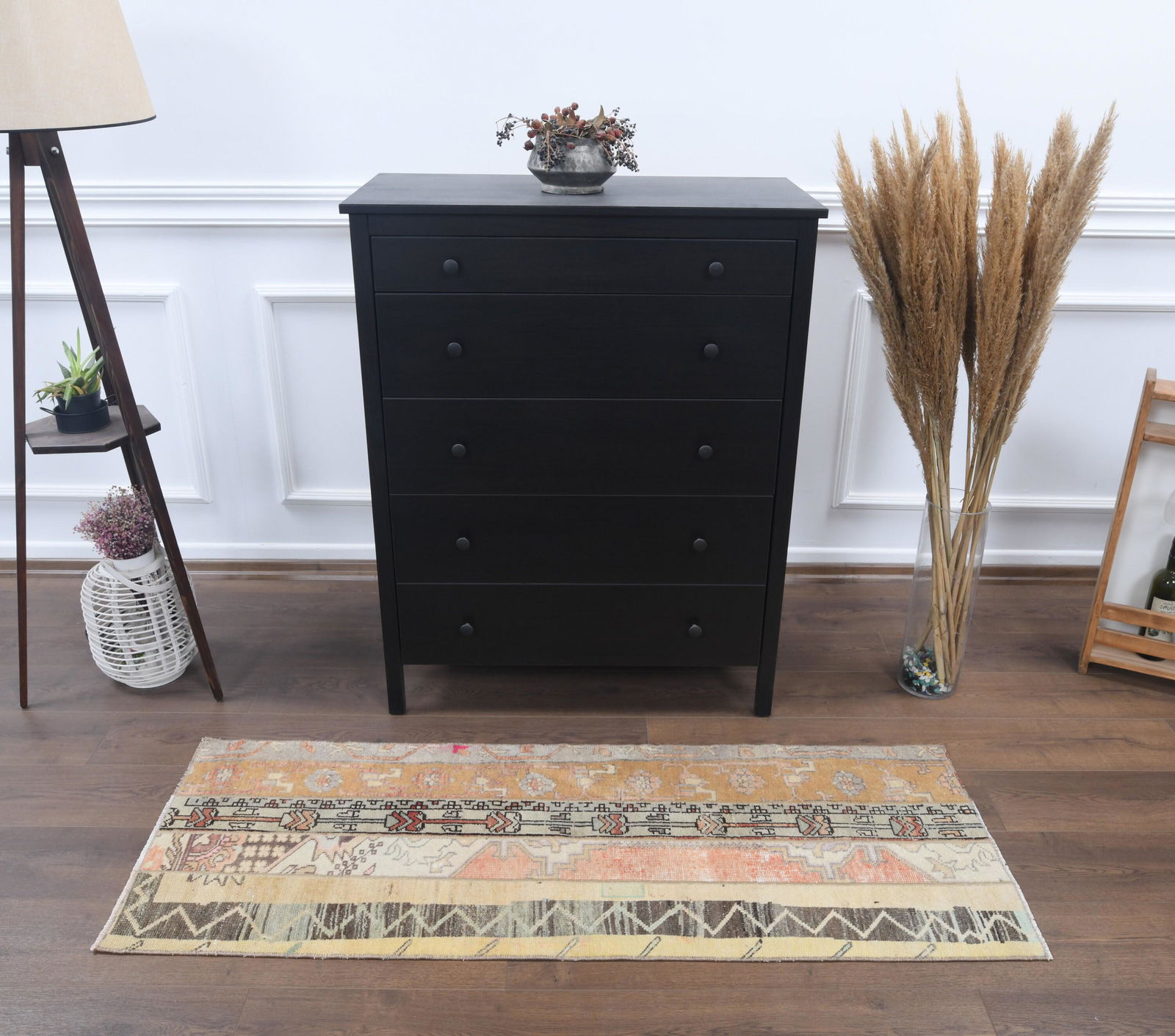 2x5 Oushak Handmade Wool Rug, Turkish Vintage Patchwork (1 of 7)