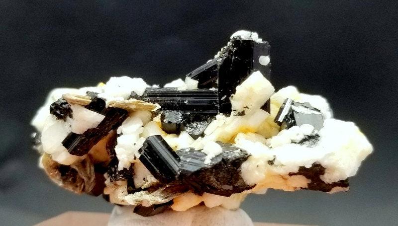 38 Gram Beautiful Natural Black Tourmaline Crystals: 38 Gram Beautiful Natural Black Tourmaline Crystals With Feladspar Specimen From Skardu pakistan size 33mm 28mm 57mm weight 38 Gram Reserve: $15.00 Shipping: Domestic: Flat-rate of $10.00 to anywhere 
